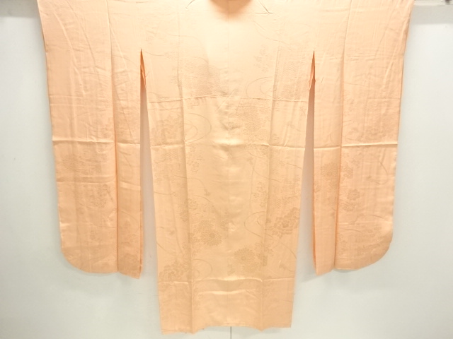 貝桶に花模様織出し単衣振袖用長襦袢